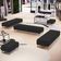 Kit 02 Puffs Decorativo Sala de Estar Bali W01 Pés Palito 190x60cm Bouclê Preto - Lyam Decor