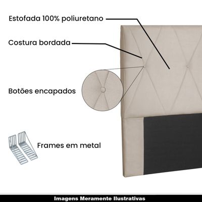 Cabeceira Decorativa Queen Size 1,60M Yves Suede Bege - Gran Belo