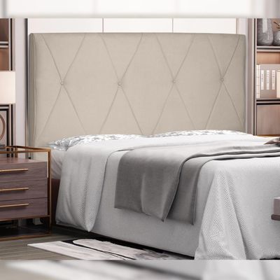 Cabeceira Decorativa Queen Size 1,60M Yves Suede Bege - Gran Belo
