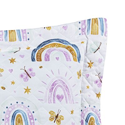 Kit Cobre Leito Colcha Solteiro Infantil Lutti Dupla Face 200 Fios 2 Peças Arco Íris Rainbow