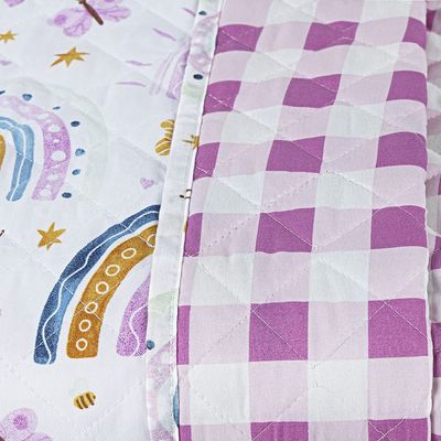 Kit Cobre Leito Colcha Solteiro Infantil Lutti Dupla Face 200 Fios 2 Peças Arco Íris Rainbow