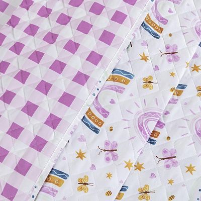 Kit Cobre Leito Colcha Solteiro Infantil Lutti Dupla Face 200 Fios 2 Peças Arco Íris Rainbow