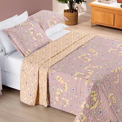 Colcha Estampada Dupla Face Bouti King 03 Peças - Lavanda