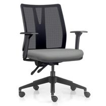 Kit 2 Cadeiras de Escritório Giratória Diretor Flow F02 Base Preta Sintético Cinza - Lyam Decor
