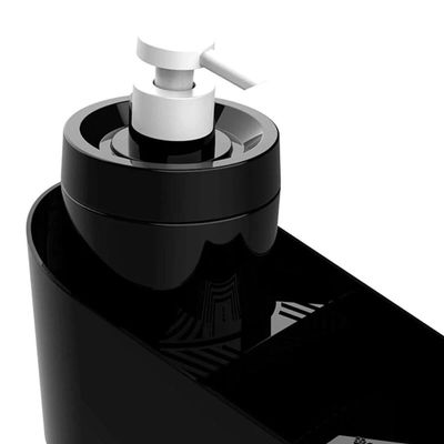Kit Escorredor de Louças Pratos e Dispenser Porta Detergente Esponja Preto Crippa