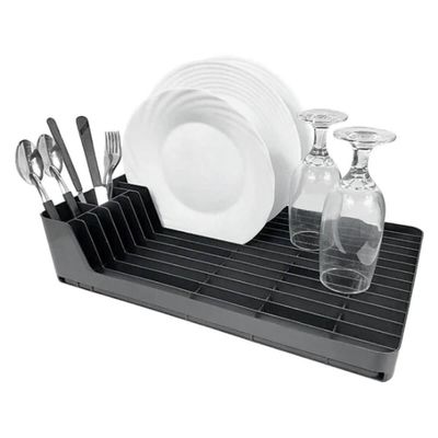 Kit Escorredor de Louças Pratos e Dispenser Porta Detergente Esponja Preto Crippa