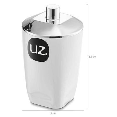 Kit Banheiro Porta Algodão Saboneteira Escova de Dente Lixeira Basculante 12L Branco