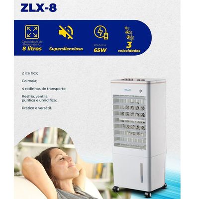 Climatizador de ar portátil ZLX-8 8 Litros 65W Zellox Branco / 110v