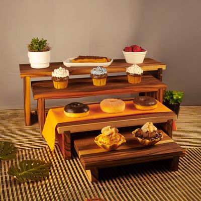 Expositor Modular para Pâtisserie 60x20x7cm em Madeira Teca