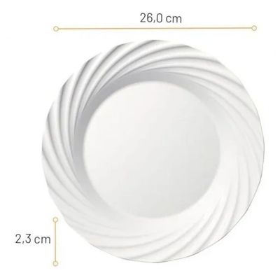 Conjunto 12 Pratos Duralex Jasmim Raso Almoço 26cm - Nadir