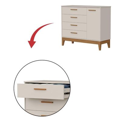 Comoda Sapateira Flip 1 Porta 4 Gaveta Areia