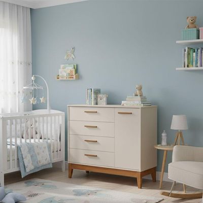 Comoda Sapateira Flip 1 Porta 4 Gaveta Areia