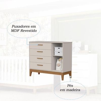 Comoda Sapateira Flip 1 Porta 4 Gaveta Areia