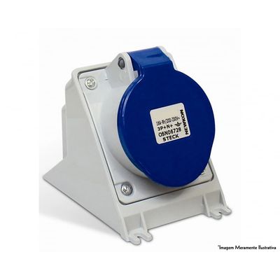 Tomada Steck Sobrepor 2p+t 32a 220v Azul N-3206