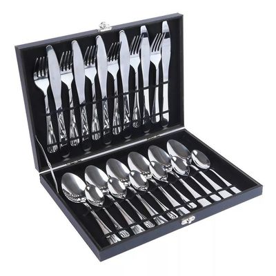 Kit Faqueiro Maleta Premium 24 Peças Conjunto Talheres Inox Estojo Madeira Completo Luxo