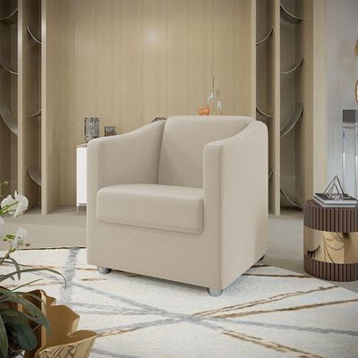 Poltrona Decorativa Tilla Suede Pés Cromado Bege