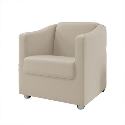 Poltrona Decorativa Tilla Suede Pés Cromado Bege