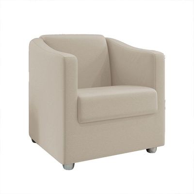 Poltrona Decorativa Tilla Suede Pés Cromado Bege