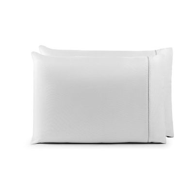 Par de Fronhas 70cm x 50cm 2 Peças Laura  Toque Percal 400 Fios 100% Poliéster - Branco