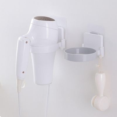 Suporte Secador Cabelo Sem Furo Organizador Fios Adesivo Parede 2 Em 1 Gancho Pendurar Porta Acessorios Banheiro