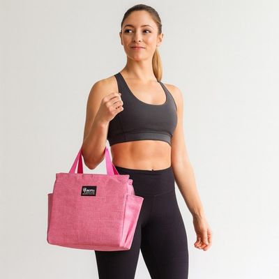 Bolsa Térmica Grande Academia Parque Piquenique Marmita Frutas Alça 2 Bolsos Multiuso Luxo Rosa