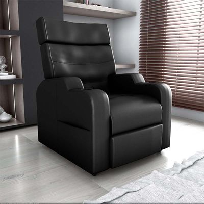 Poltrona Do Papai Reclinável Premium Com Porta Copos E Porta Controle Toro Matrix Sintetico Preto