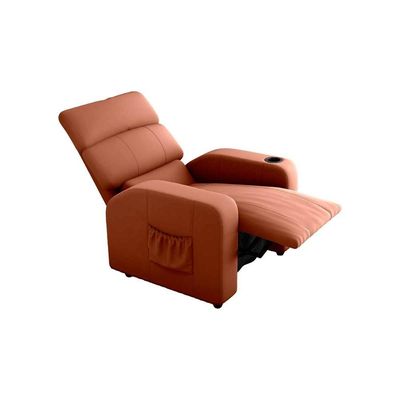 Poltrona Do Papai Reclinável Com Porta Copos Pulse Matrix Veludo Ferrugem