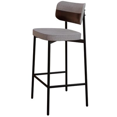 Kit 03 Banquetas Alta Bar Cozinha Sala De Jantar Aço Preto Kaira C01 Linho Cinza Courino Café - Lyam Decor