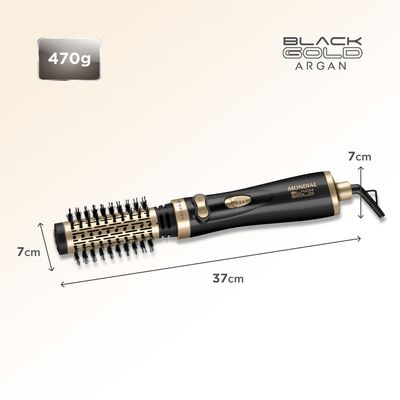 Escova Rotativa Argan Mondial Preto e Champagne 1000W ER-11-AR 220