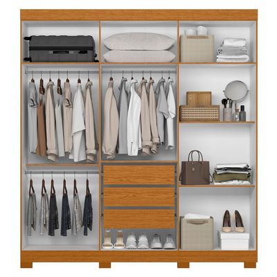 Guarda Roupa Casal 200cm Com Espelho Viny A02 Cinamomo - Mpozenato