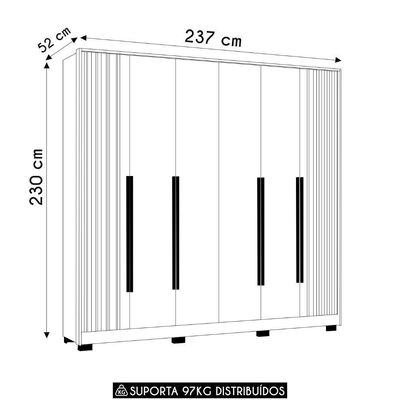 Guarda Roupa Casal 237cm 6 Portas Vinna A02 Off/cinamomo - Mpozenato