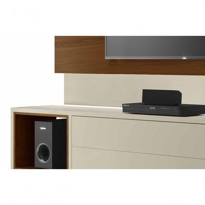 Rack Com Painel Horizon 2.2 Off White Com Natural - Moveisaqui
