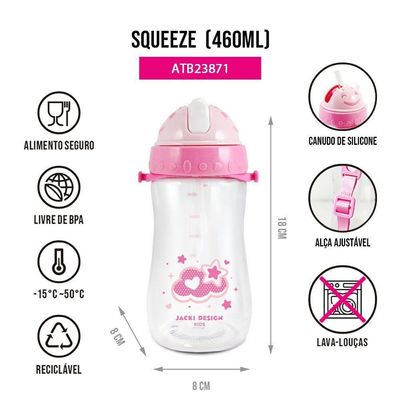 Kit Lancheira Térmica, Pote Marmita 400ml E Garrafa 460ml Infantil Piccolino Rosa
