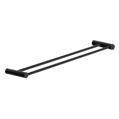 Porta Toalha Toalheiro Duplo Para Banheiro Preto Fosco Orion 60cm