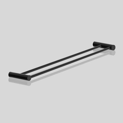 Porta Toalha Toalheiro Duplo Para Banheiro Preto Fosco Orion 60cm