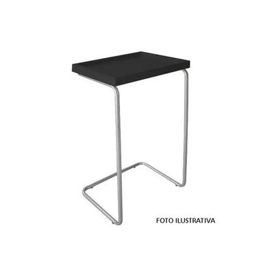 Apoio Lateral Para Sofá Sala Bandeja Sem Espelho Porta Copos Base Metal Decoração Preta Prata