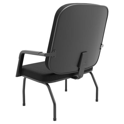 Cadeira De Escritório Recepção Com Braço Fixa Preta Magno P03 Crepe Preto - Lyam Decor
