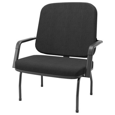 Cadeira De Escritório Recepção Com Braço Fixa Preta Magno P03 Crepe Preto - Lyam Decor