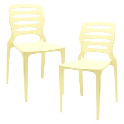 Kit 02 Cadeiras Para Cozinha Área Gourmet Jardim Empilhável Larsen P03 Amarelo - Lyam Decor