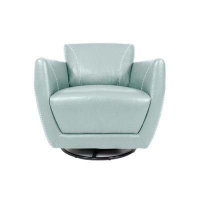 Kit 2 Poltronas Decorativas Valentina Sala de Estar Giratória Couro Azul Claro G40 - Gran Belo