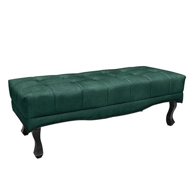 Recamier Decorativo 140cm Loewe Veludo Pés de Madeira Verde Floresta - Gran Belo
