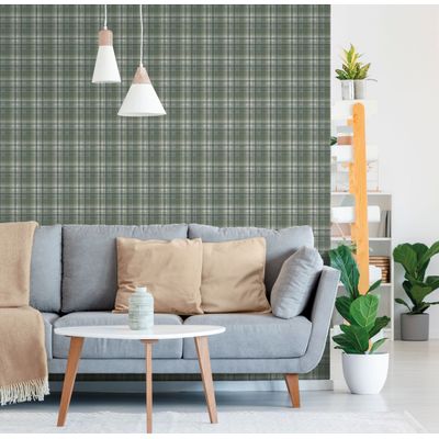 Papel de Parede Essential Xadrez Grid Verde ES98195