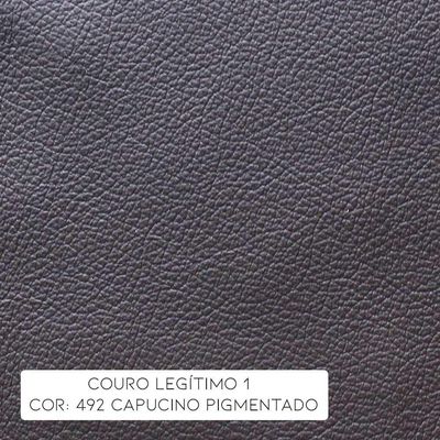 Poltrona Sala de Estar Chesterfield com Pés Madeira Couro Capucino - Gran Belo