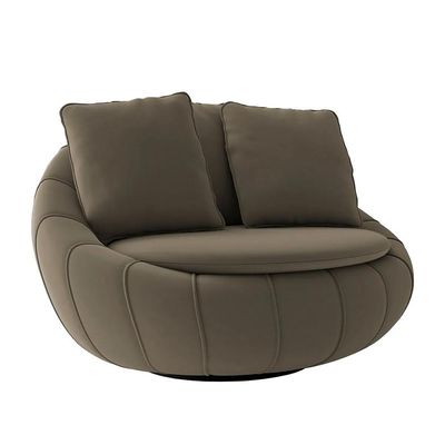 Kit 2 Poltronas Giratória Sala de Estar com Almofadas Afrodite Marrom Veludo G45 - Gran Belo