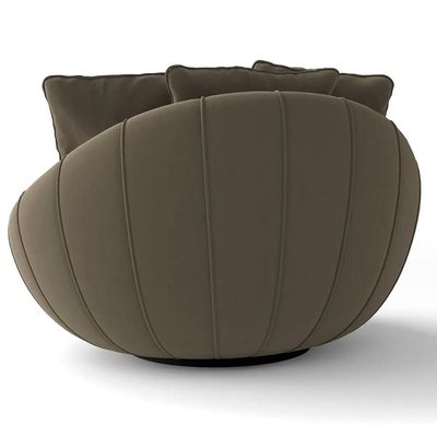Kit 2 Poltronas Giratória Sala de Estar com Almofadas Afrodite Marrom Veludo G45 - Gran Belo