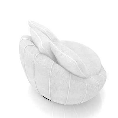 Poltrona Giratória Sala de Estar com Almofadas Afrodite Branco Bouclê G45 - Gran Belo