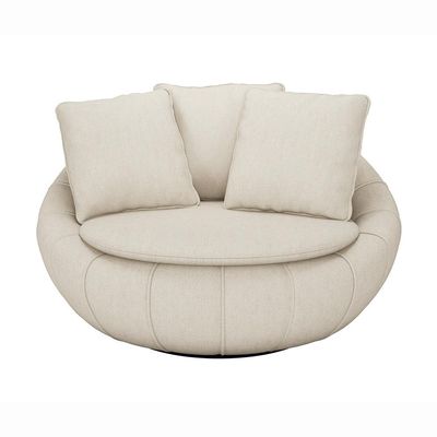 Poltrona Giratória Sala de Estar com Almofadas Afrodite Off White Linho G45 - Gran Belo