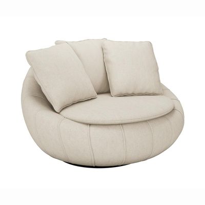 Poltrona Giratória Sala de Estar com Almofadas Afrodite Off White Linho G45 - Gran Belo