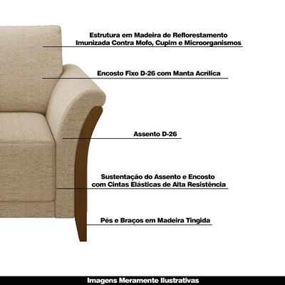 Kit 2 Poltronas Decorativas Pés em Madeira Market Linho Bege - Gran Belo