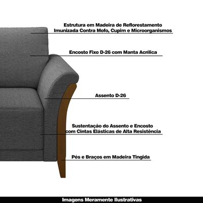 Kit 2 Poltronas Decorativas Pés em Madeira Market Linho Chumbo - Gran Belo